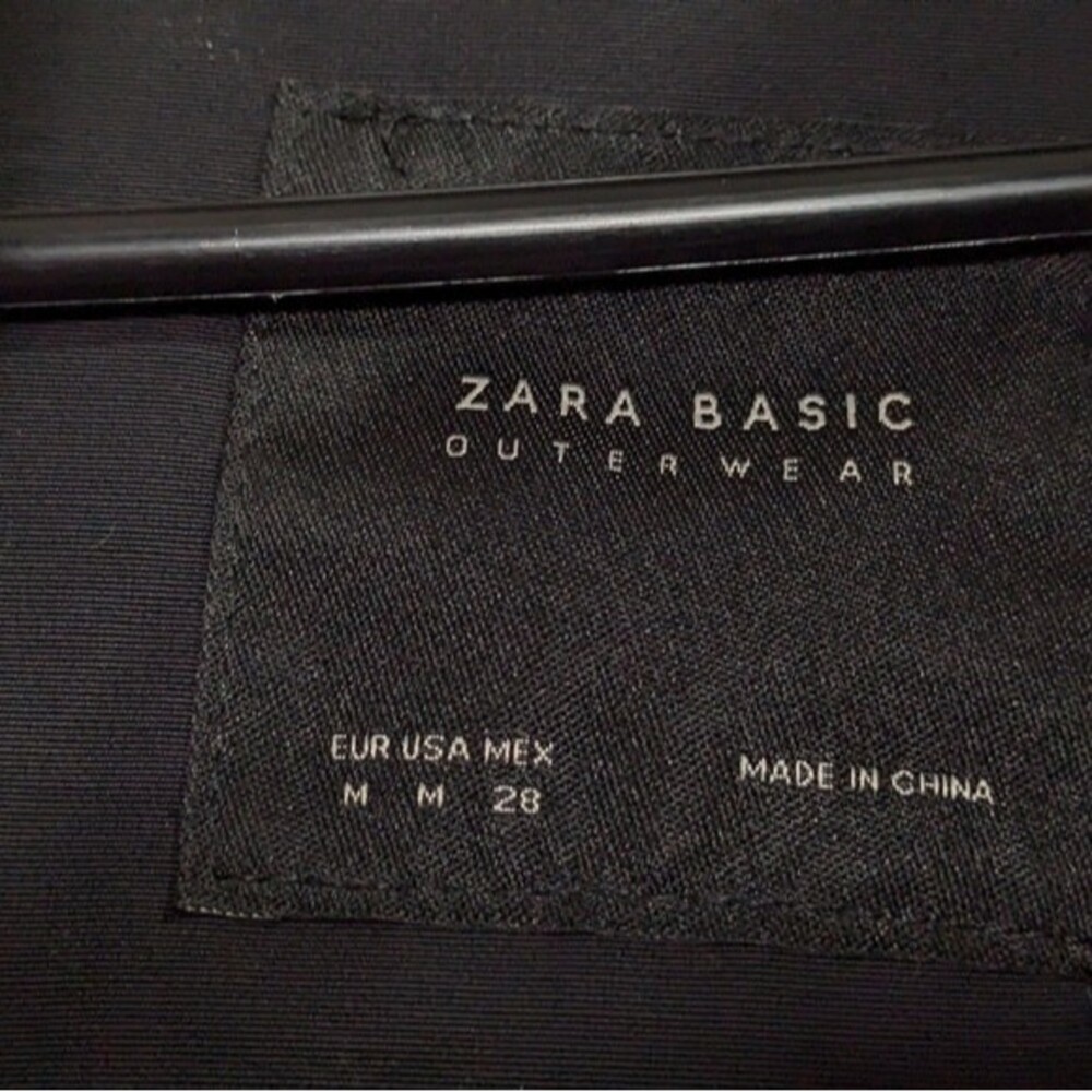 Zara Basic Outerwear Black Hooded Padded Coat, Me… - image 3